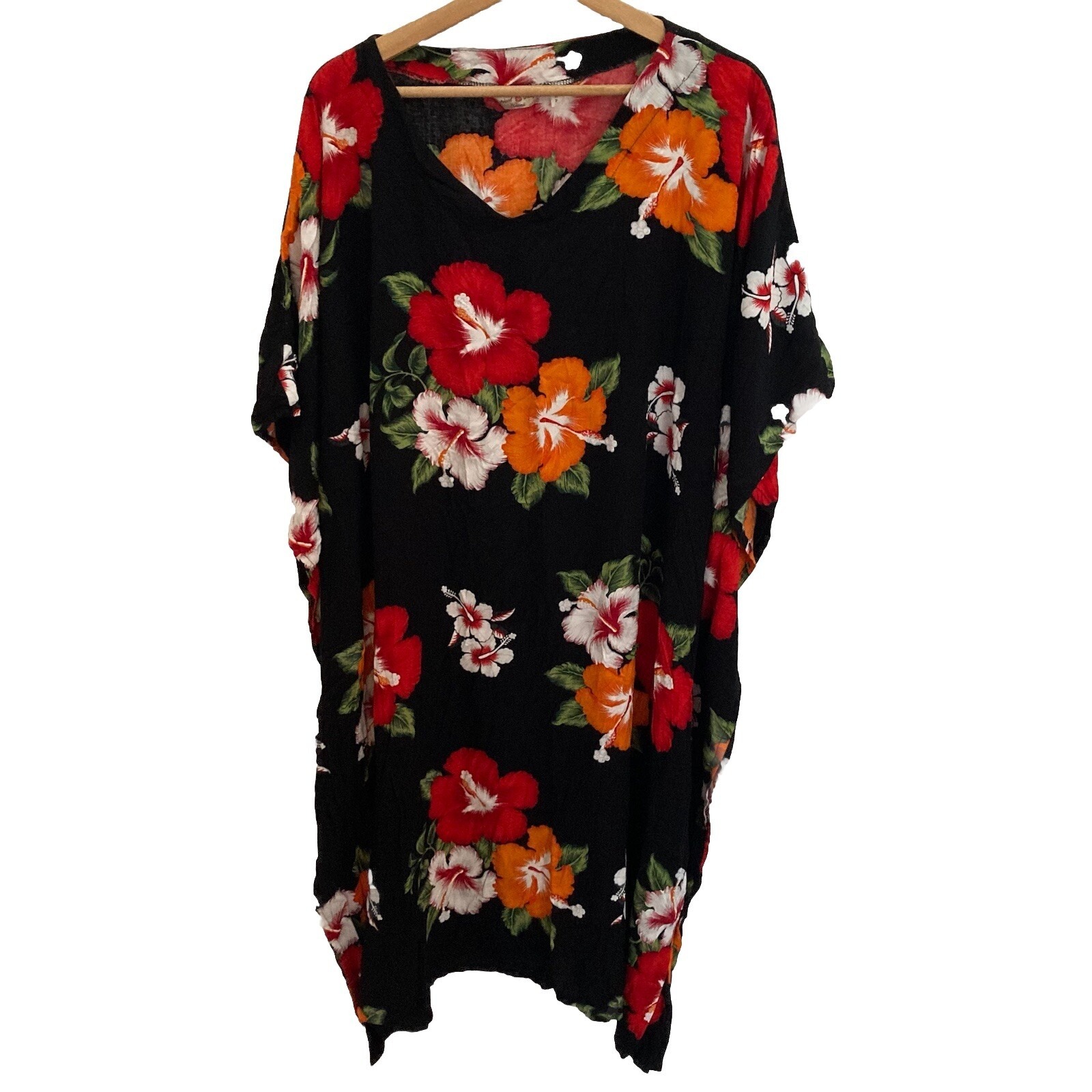 Tropical Group Hawaii 100% Rayon Muumuu Kaftan Tunic Hawaiian Floral Mrs Roper